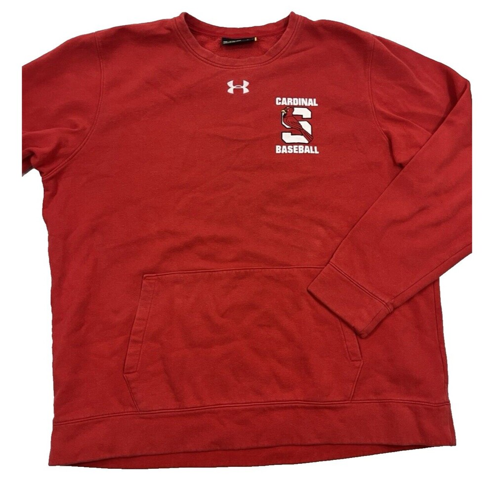 Under Armour Cardinal Baseball Red Crew Neck Sweatshirt Men's 2XL Loose Fit
